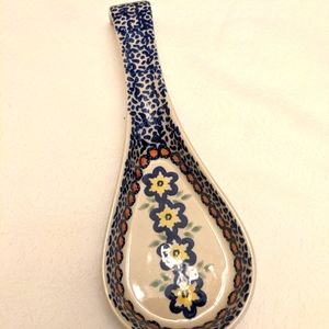 Vintage Boleslawiec Polish Pottery Spoon Rest